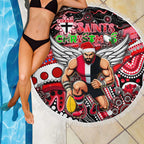 Merry Christmas AFL Saints Beach Blanket Aboriginal Santa Football Mascot