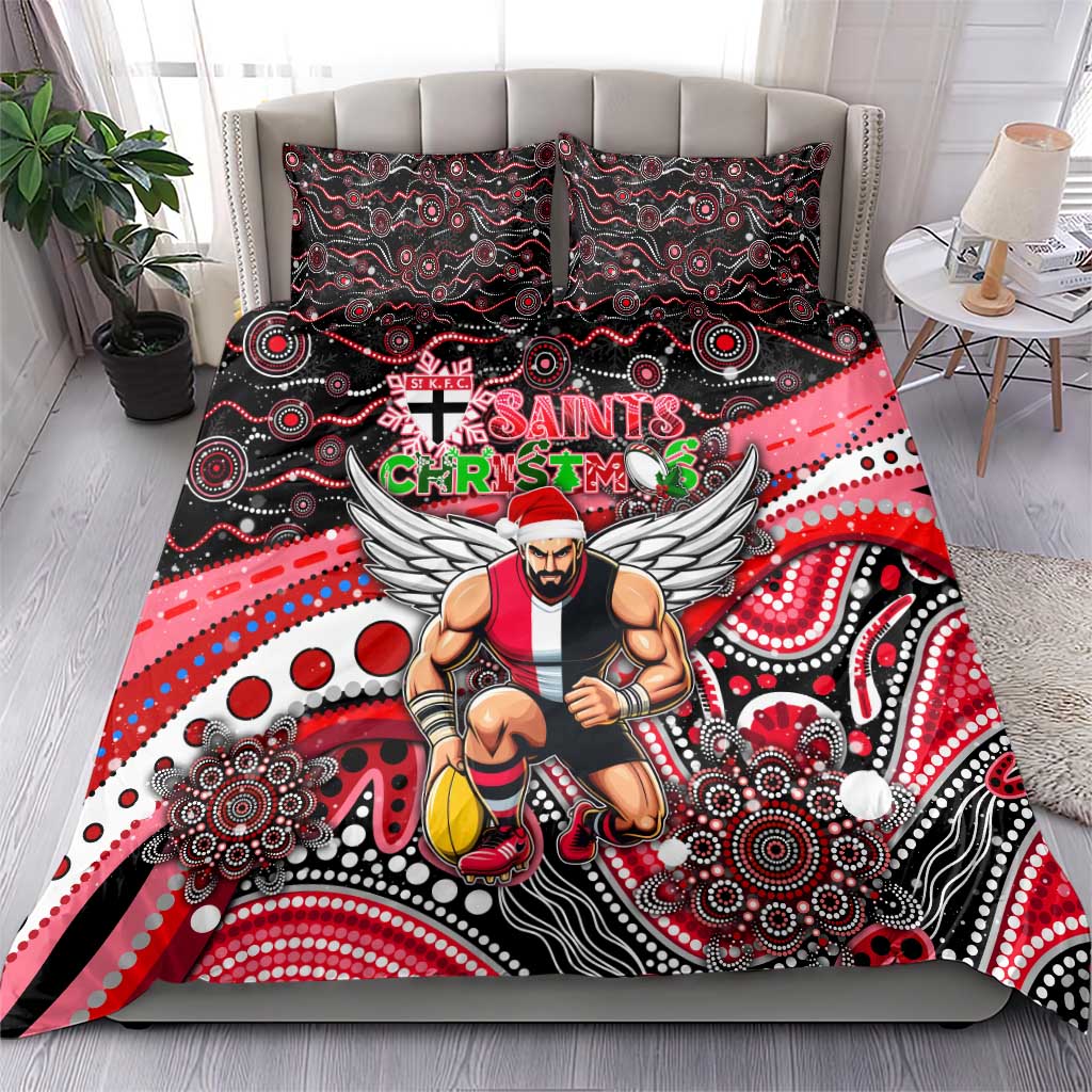 Merry Christmas AFL Saints Bedding Set Aboriginal Santa Football Mascot