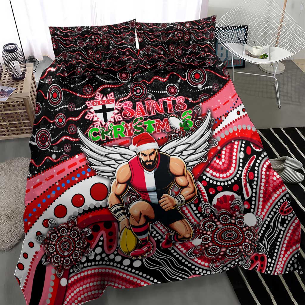 Merry Christmas AFL Saints Bedding Set Aboriginal Santa Football Mascot