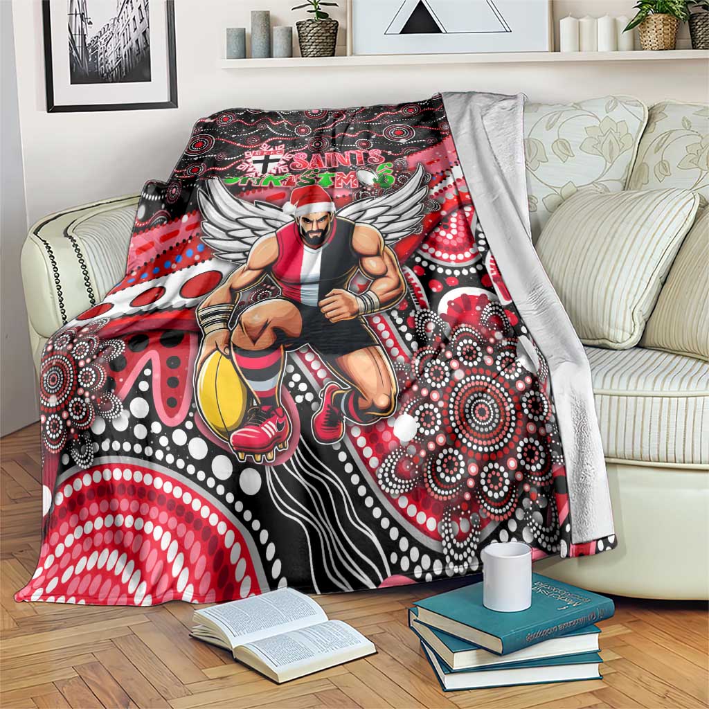 Merry Christmas AFL Saints Blanket Aboriginal Santa Football Mascot