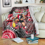 Merry Christmas AFL Saints Blanket Aboriginal Santa Football Mascot
