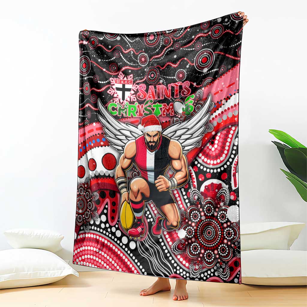 Merry Christmas AFL Saints Blanket Aboriginal Santa Football Mascot