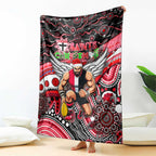 Merry Christmas AFL Saints Blanket Aboriginal Santa Football Mascot
