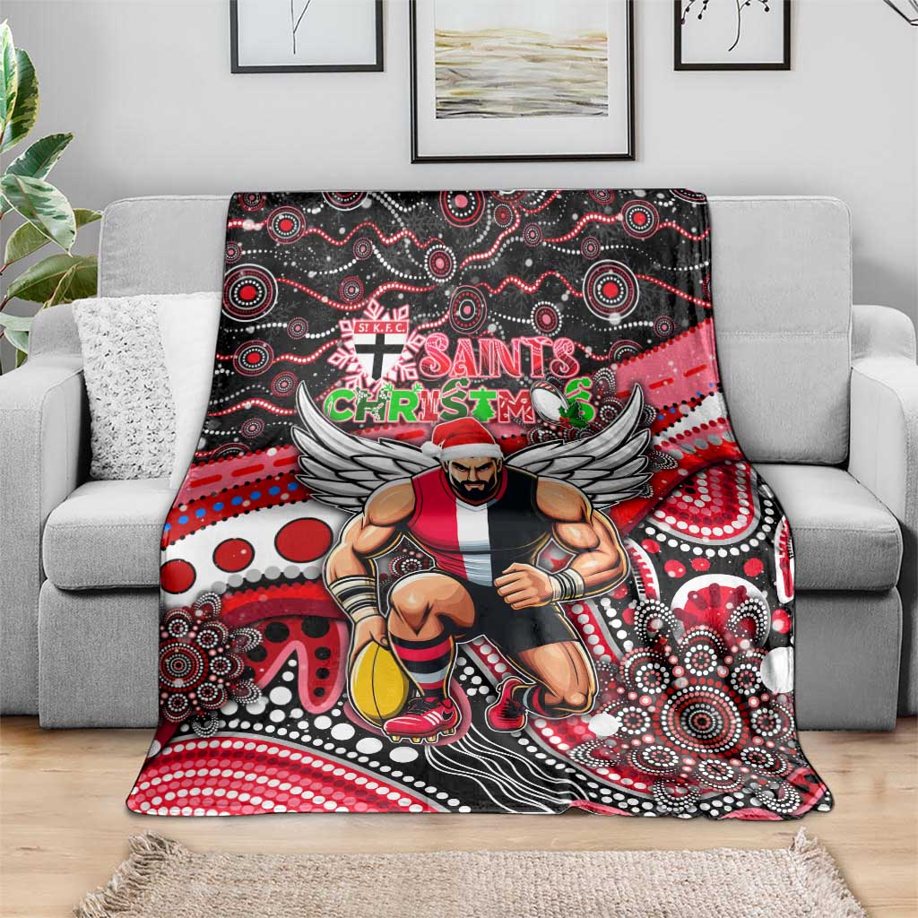 Merry Christmas AFL Saints Blanket Aboriginal Santa Football Mascot