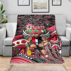Merry Christmas AFL Saints Blanket Aboriginal Santa Football Mascot