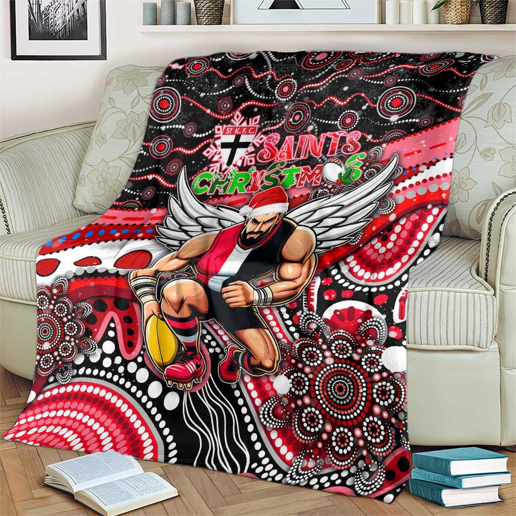 Merry Christmas AFL Saints Blanket Aboriginal Santa Football Mascot