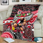 Merry Christmas AFL Saints Blanket Aboriginal Santa Football Mascot
