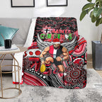 Merry Christmas AFL Saints Blanket Aboriginal Santa Football Mascot