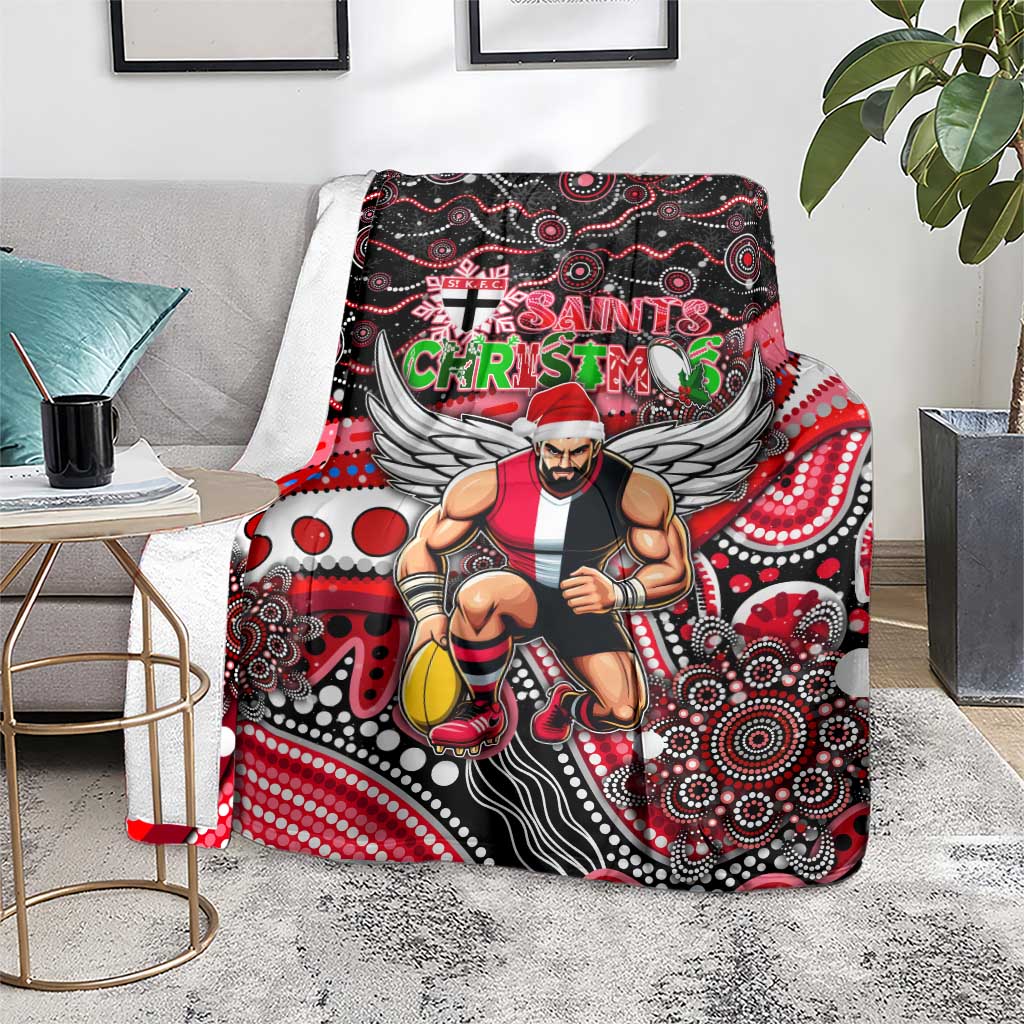 Merry Christmas AFL Saints Blanket Aboriginal Santa Football Mascot
