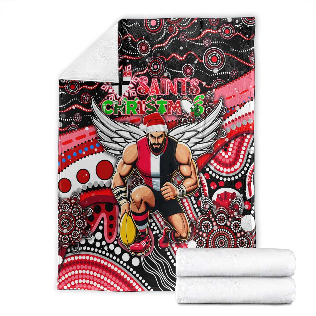 Merry Christmas AFL Saints Blanket Aboriginal Santa Football Mascot