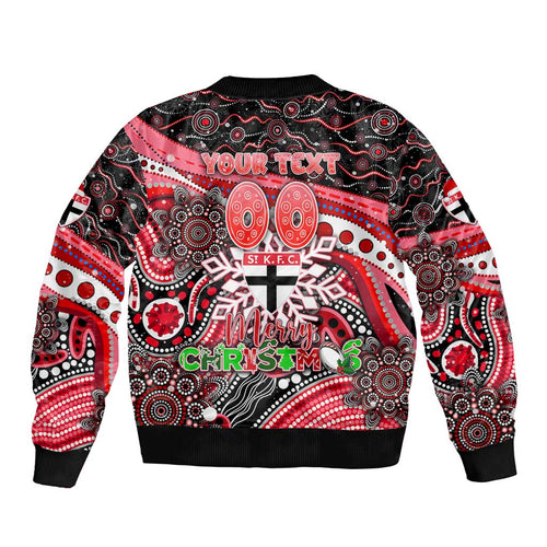 Merry Christmas AFL Saints Bomber Jacket Aboriginal Santa Football Mascot