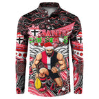 Merry Christmas AFL Saints Button Sweatshirt Aboriginal Santa Football Mascot