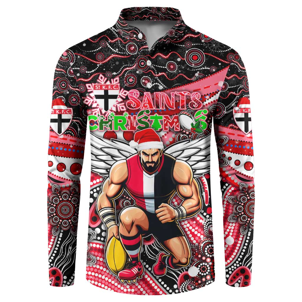 Merry Christmas AFL Saints Button Sweatshirt Aboriginal Santa Football Mascot