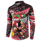 Merry Christmas AFL Saints Button Sweatshirt Aboriginal Santa Football Mascot