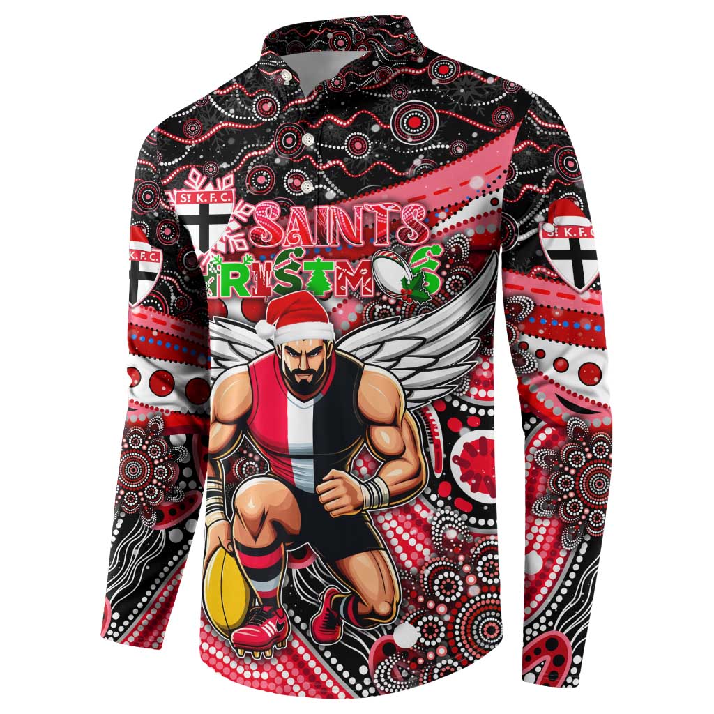 Merry Christmas AFL Saints Button Sweatshirt Aboriginal Santa Football Mascot