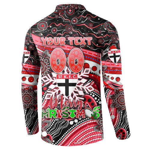 Merry Christmas AFL Saints Button Sweatshirt Aboriginal Santa Football Mascot