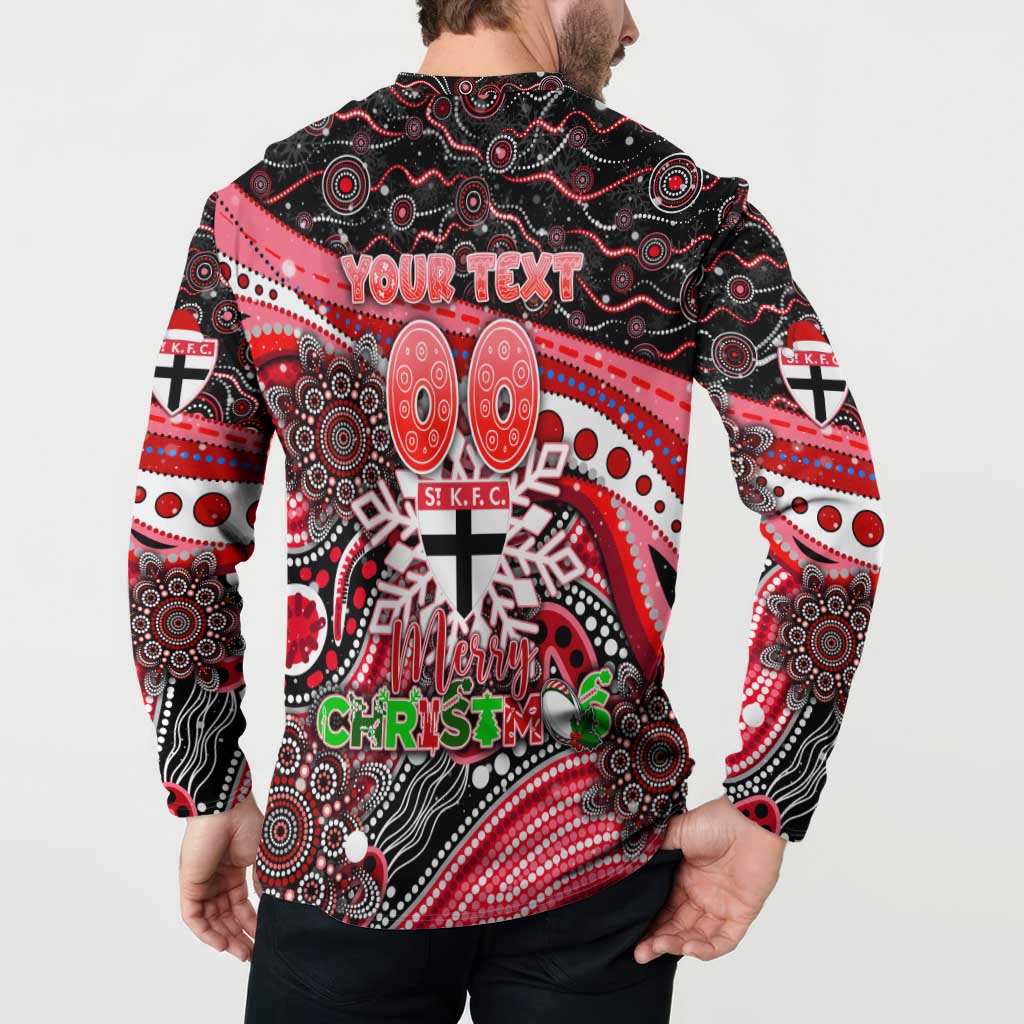 Merry Christmas AFL Saints Button Sweatshirt Aboriginal Santa Football Mascot
