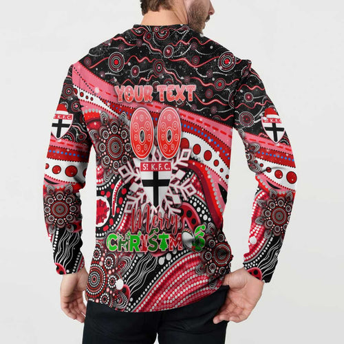 Merry Christmas AFL Saints Button Sweatshirt Aboriginal Santa Football Mascot