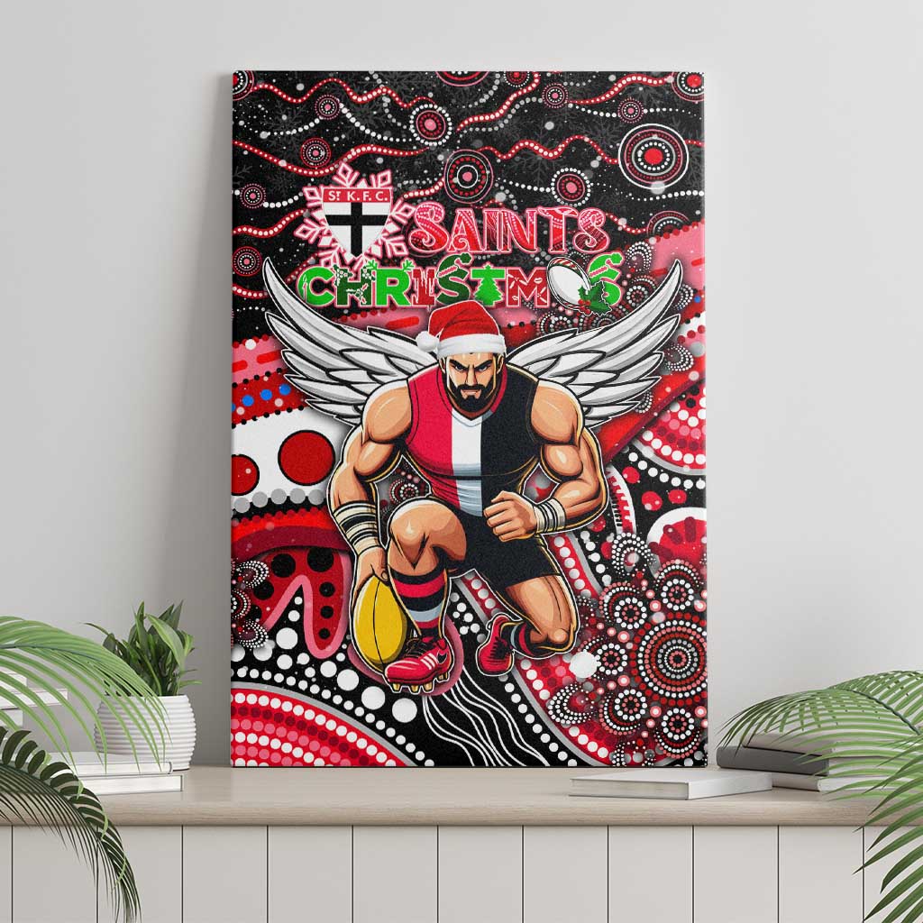 Merry Christmas AFL Saints Canvas Wall Art Aboriginal Santa Football Mascot