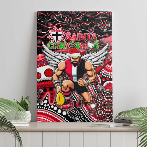Merry Christmas AFL Saints Canvas Wall Art Aboriginal Santa Football Mascot