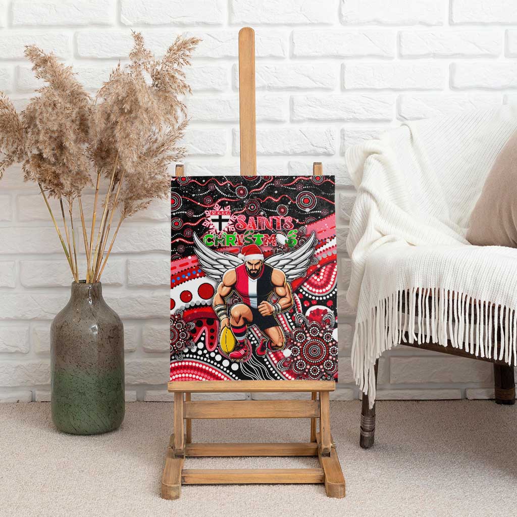 Merry Christmas AFL Saints Canvas Wall Art Aboriginal Santa Football Mascot