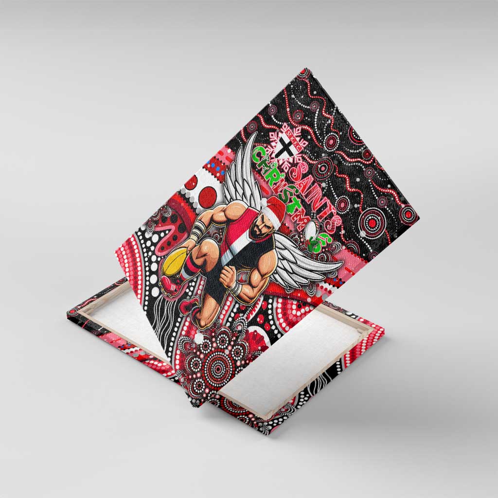Merry Christmas AFL Saints Canvas Wall Art Aboriginal Santa Football Mascot