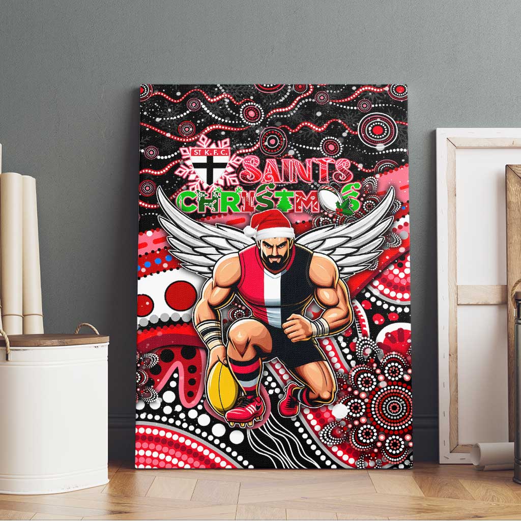 Merry Christmas AFL Saints Canvas Wall Art Aboriginal Santa Football Mascot