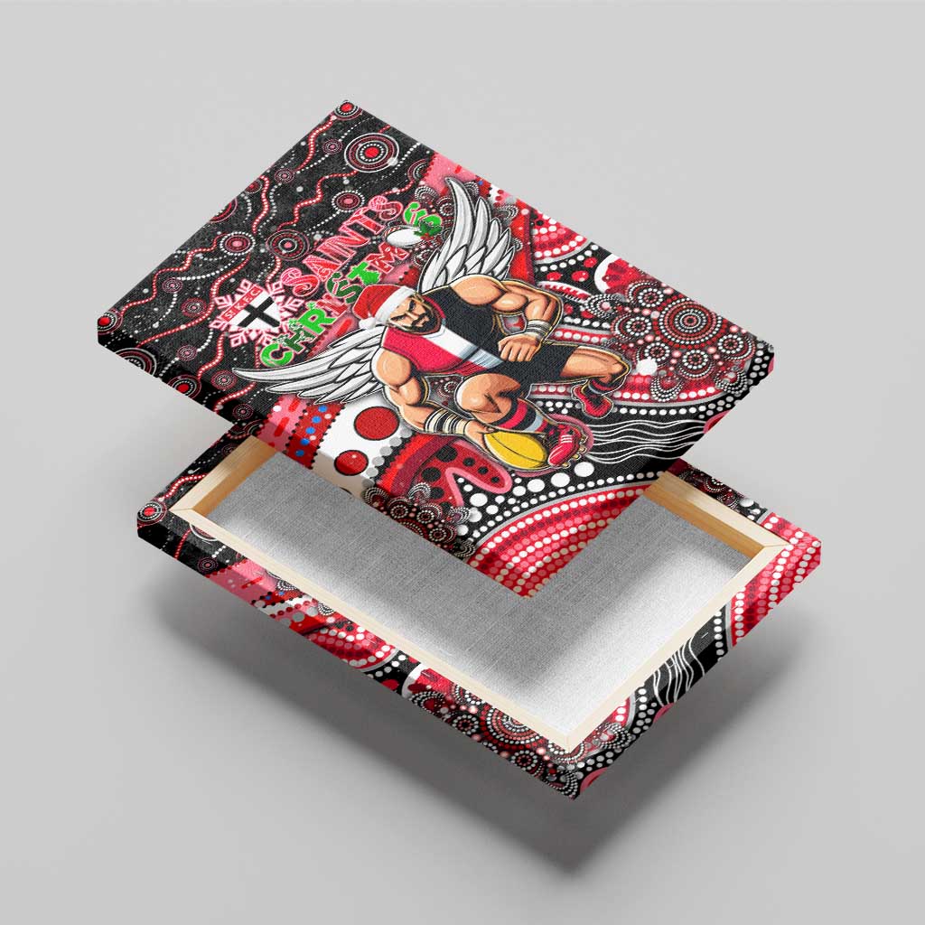 Merry Christmas AFL Saints Canvas Wall Art Aboriginal Santa Football Mascot