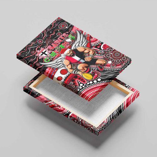 Merry Christmas AFL Saints Canvas Wall Art Aboriginal Santa Football Mascot