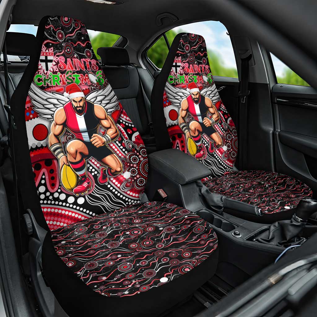 Merry Christmas AFL Saints Car Seat Cover Aboriginal Santa Football Mascot