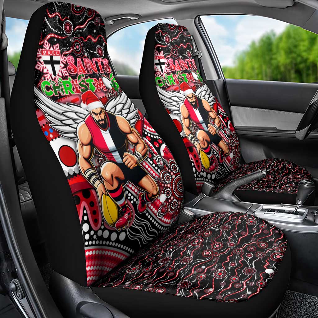 Merry Christmas AFL Saints Car Seat Cover Aboriginal Santa Football Mascot