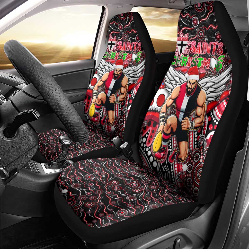 Merry Christmas AFL Saints Car Seat Cover Aboriginal Santa Football Mascot
