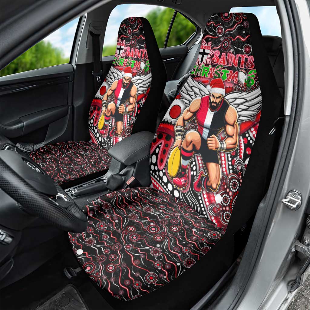 Merry Christmas AFL Saints Car Seat Cover Aboriginal Santa Football Mascot