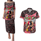 Merry Christmas AFL Saints Couples Matching Puletasi and Hawaiian Shirt Aboriginal Santa Football Mascot