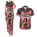 Merry Christmas AFL Saints Couples Matching Tank Maxi Dress and Hawaiian Shirt Aboriginal Santa Football Mascot