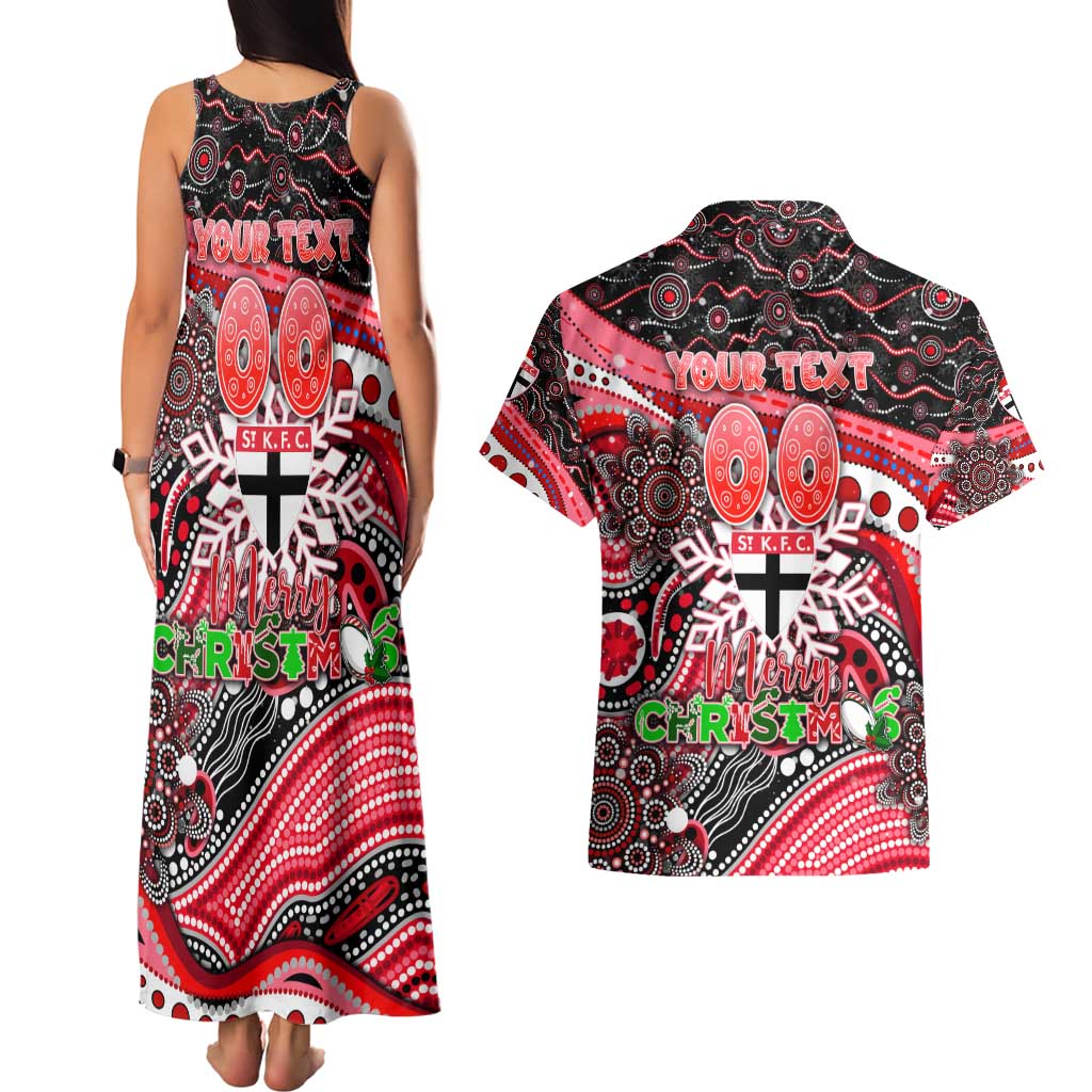 Merry Christmas AFL Saints Couples Matching Tank Maxi Dress and Hawaiian Shirt Aboriginal Santa Football Mascot