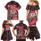 Merry Christmas AFL Saints Family Matching Mermaid Dress and Hawaiian Shirt Aboriginal Santa Football Mascot
