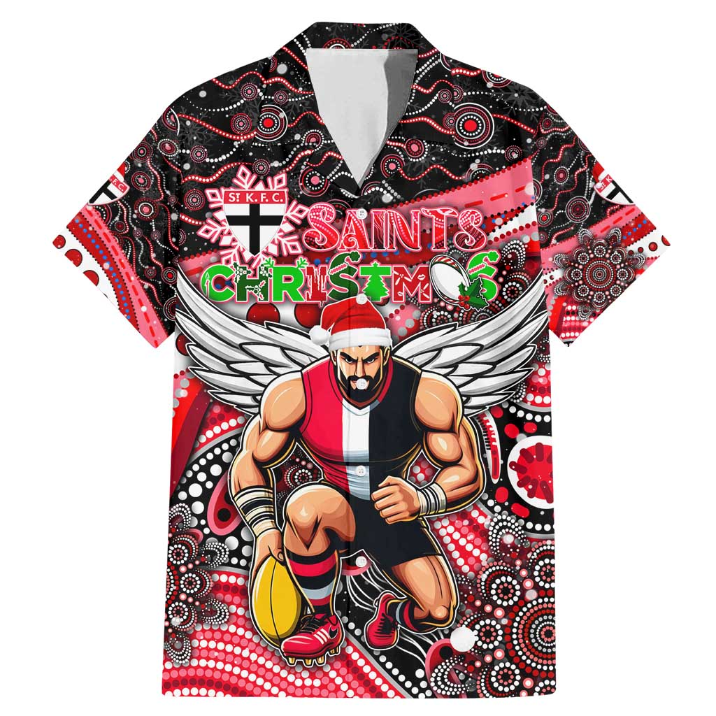 Merry Christmas AFL Saints Family Matching Mermaid Dress and Hawaiian Shirt Aboriginal Santa Football Mascot
