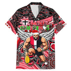 Merry Christmas AFL Saints Family Matching Mermaid Dress and Hawaiian Shirt Aboriginal Santa Football Mascot