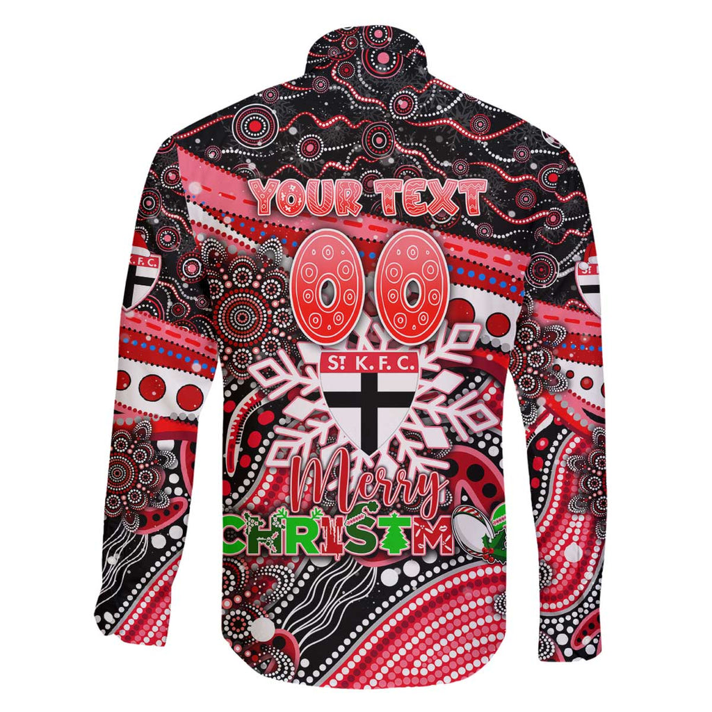 Merry Christmas AFL Saints Family Matching Off The Shoulder Long Sleeve Dress and Hawaiian Shirt Aboriginal Santa Football Mascot