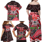 Merry Christmas AFL Saints Family Matching Off Shoulder Maxi Dress and Hawaiian Shirt Aboriginal Santa Football Mascot