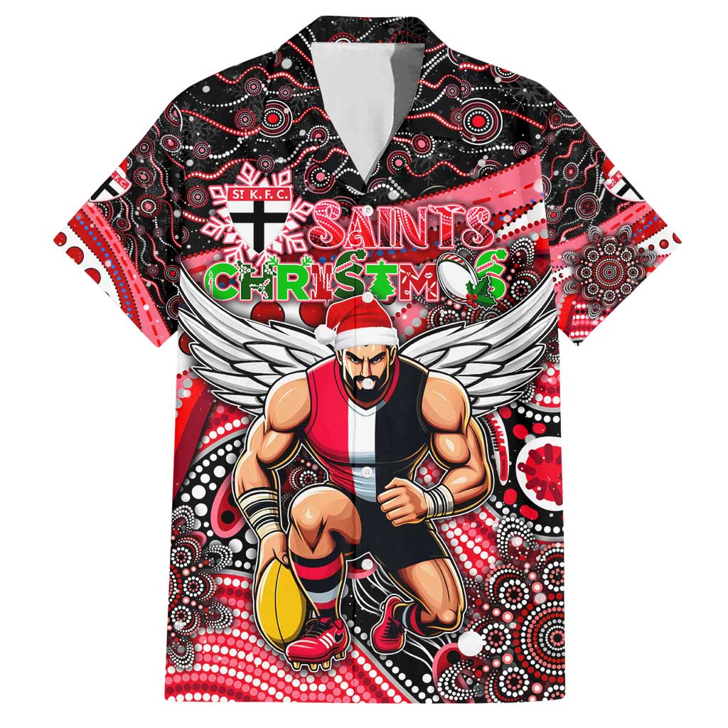 Merry Christmas AFL Saints Family Matching Off Shoulder Maxi Dress and Hawaiian Shirt Aboriginal Santa Football Mascot