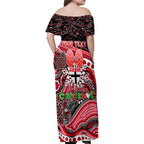 Merry Christmas AFL Saints Family Matching Off Shoulder Maxi Dress and Hawaiian Shirt Aboriginal Santa Football Mascot