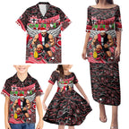 Merry Christmas AFL Saints Family Matching Puletasi and Hawaiian Shirt Aboriginal Santa Football Mascot
