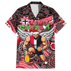 Merry Christmas AFL Saints Family Matching Puletasi and Hawaiian Shirt Aboriginal Santa Football Mascot