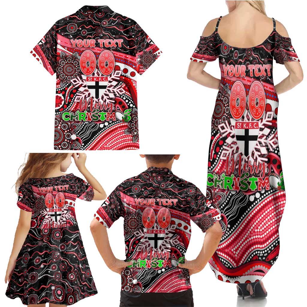 Merry Christmas AFL Saints Family Matching Summer Maxi Dress and Hawaiian Shirt Aboriginal Santa Football Mascot