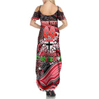 Merry Christmas AFL Saints Family Matching Summer Maxi Dress and Hawaiian Shirt Aboriginal Santa Football Mascot