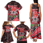 Merry Christmas AFL Saints Family Matching Tank Maxi Dress and Hawaiian Shirt Aboriginal Santa Football Mascot