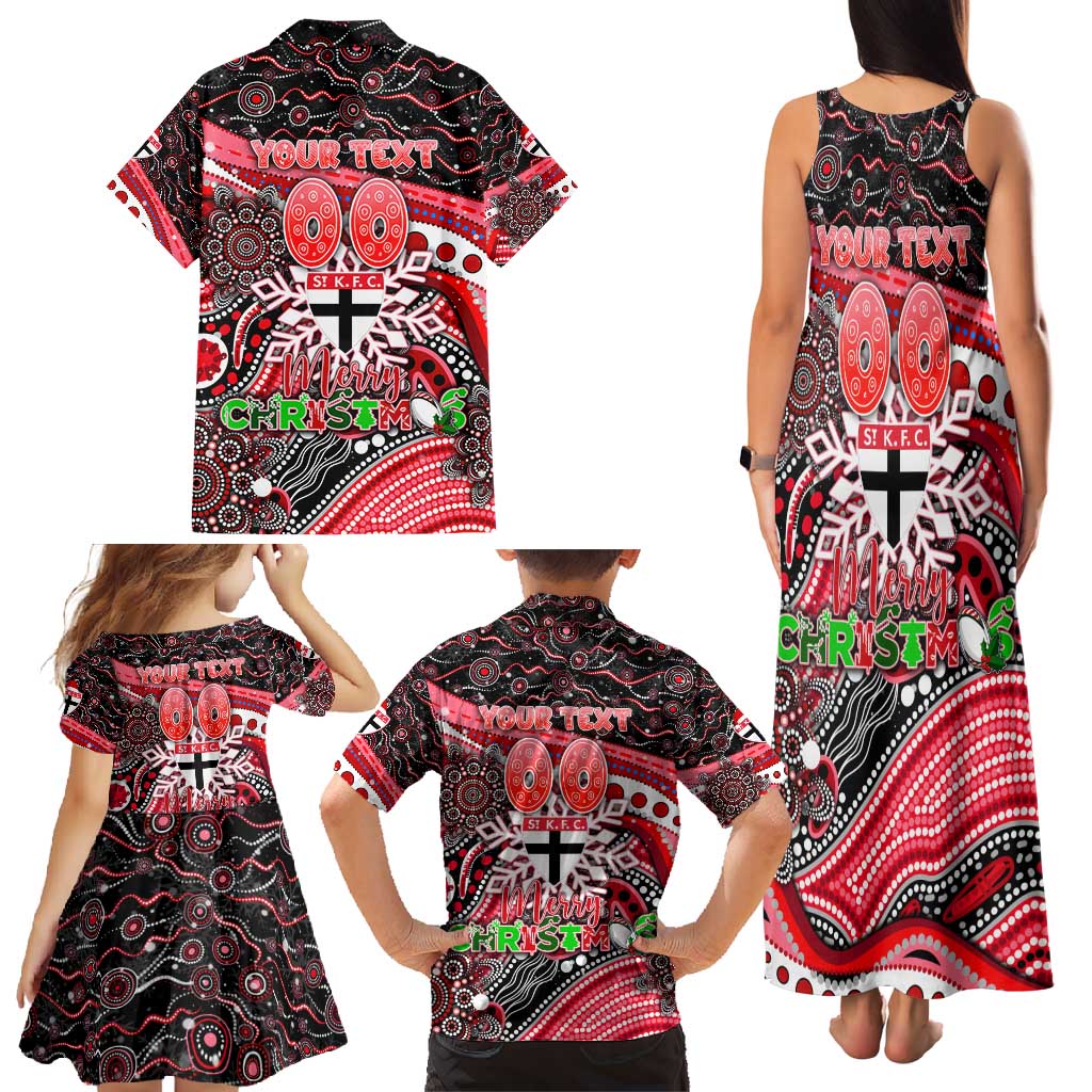 Merry Christmas AFL Saints Family Matching Tank Maxi Dress and Hawaiian Shirt Aboriginal Santa Football Mascot