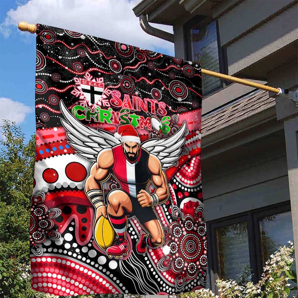Merry Christmas AFL Saints Garden Flag Aboriginal Santa Football Mascot